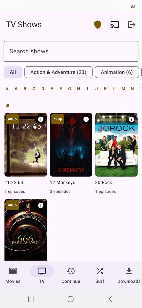 BeeboTV TV shows library